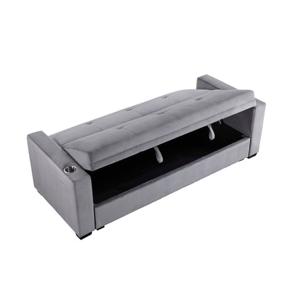 Grady Convertible Sofa Bed with Hidden Storage, Cup Holders and Charging Ports