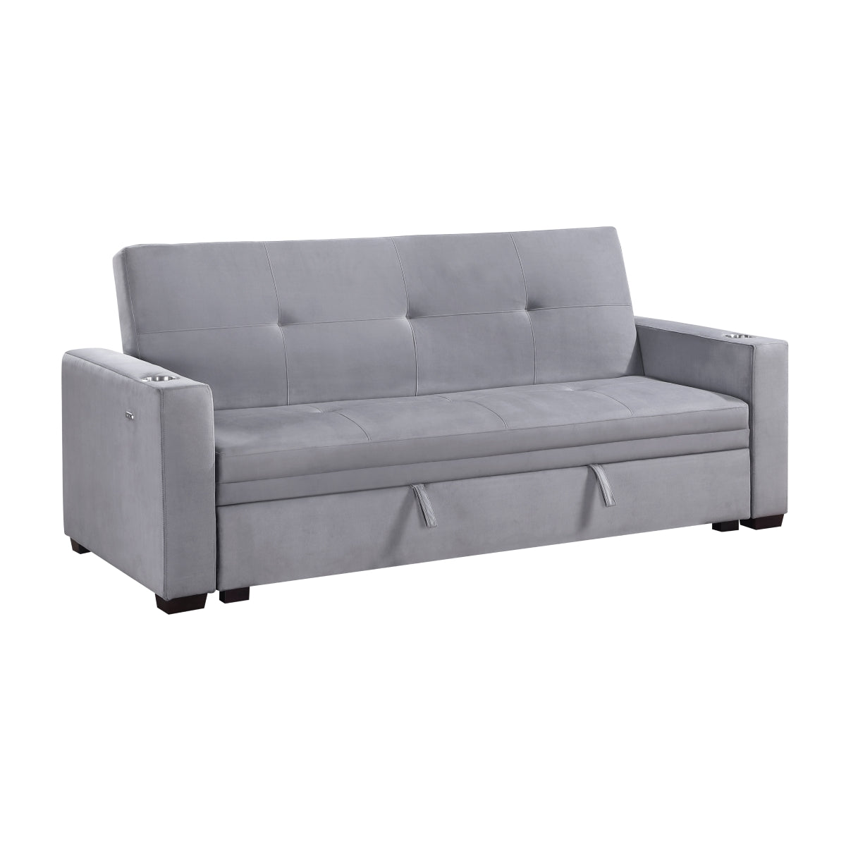 Grady Convertible Sofa Bed with Hidden Storage, Cup Holders and Charging Ports