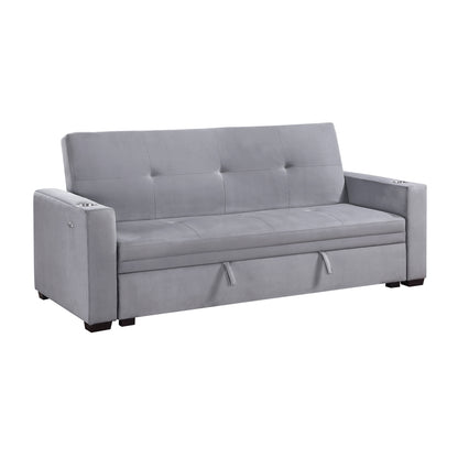 Grady Convertible Sofa Bed with Hidden Storage, Cup Holders and Charging Ports