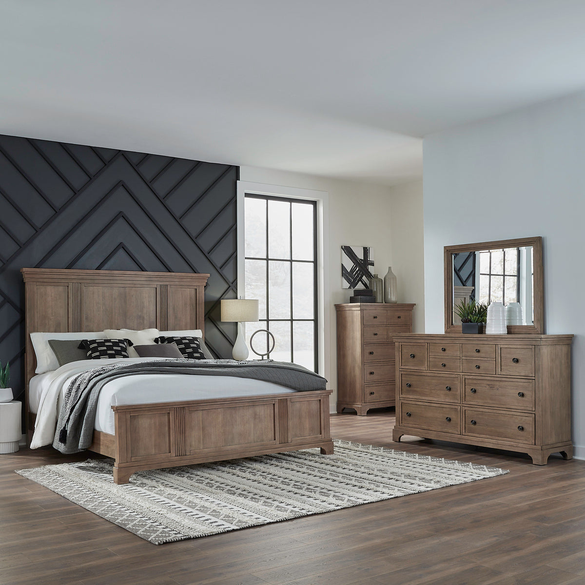 Haven Hills Queen Panel Bed, Dresser & Mirror, Chest