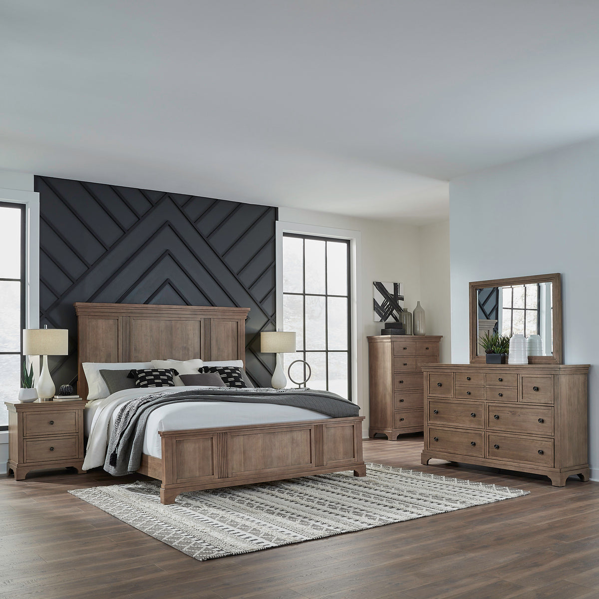 Haven Hills Queen Panel Bed, Dresser & Mirror, Chest, Night Stand