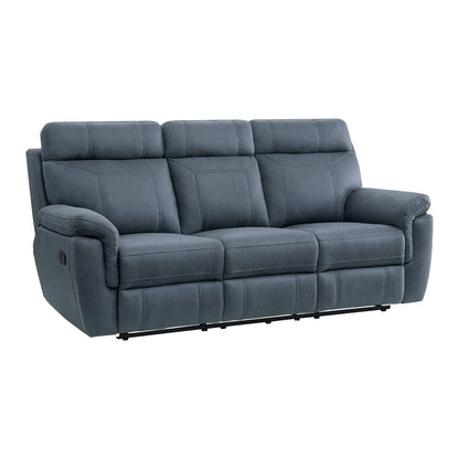 Clifton Double Reclining Sofa with Center Drop-Down Cup Holders - Blue