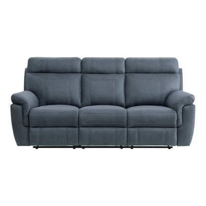 Clifton Double Reclining Sofa with Center Drop-Down Cup Holders - Blue