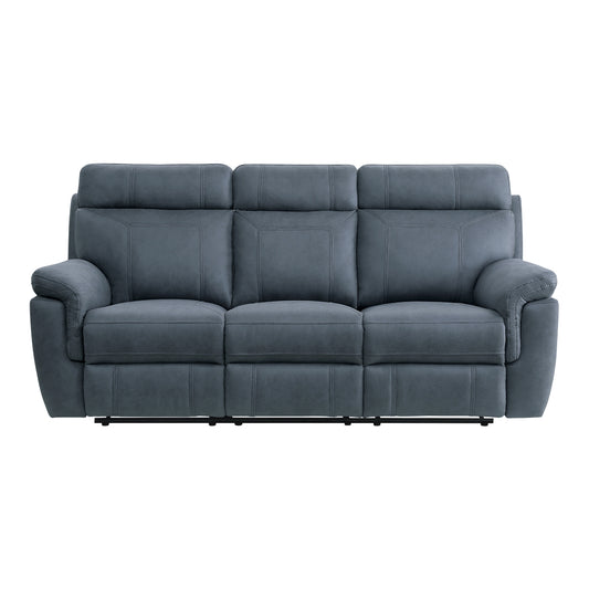 Clifton Double Reclining Sofa with Center Drop-Down Cup Holders - Blue