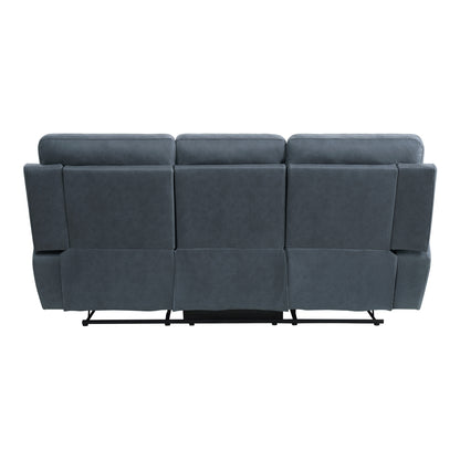 Clifton Double Reclining Sofa with Center Drop-Down Cup Holders - Blue