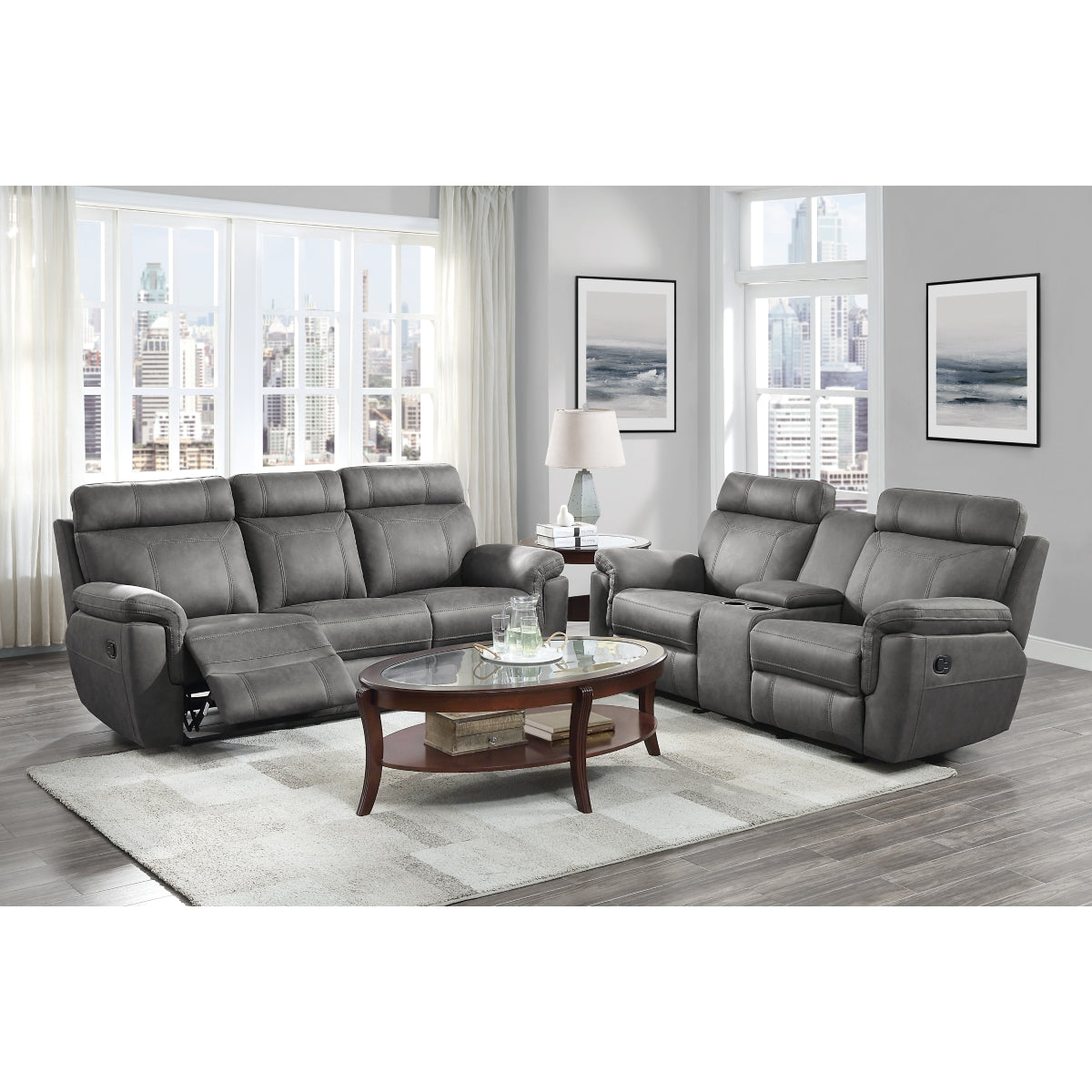 Clifton Double Glider Reclining Love Seat with Center Console