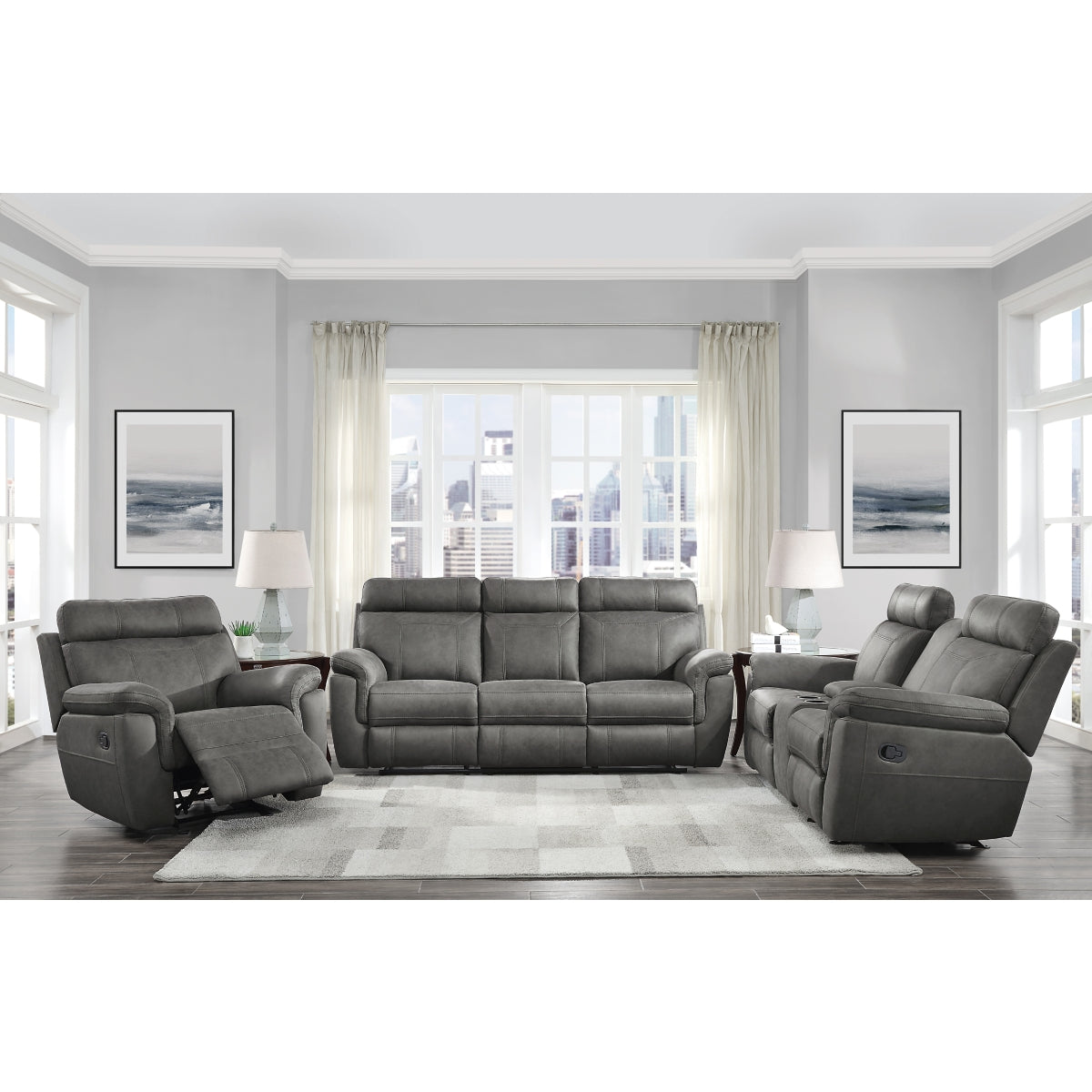 Clifton Double Glider Reclining Love Seat with Center Console