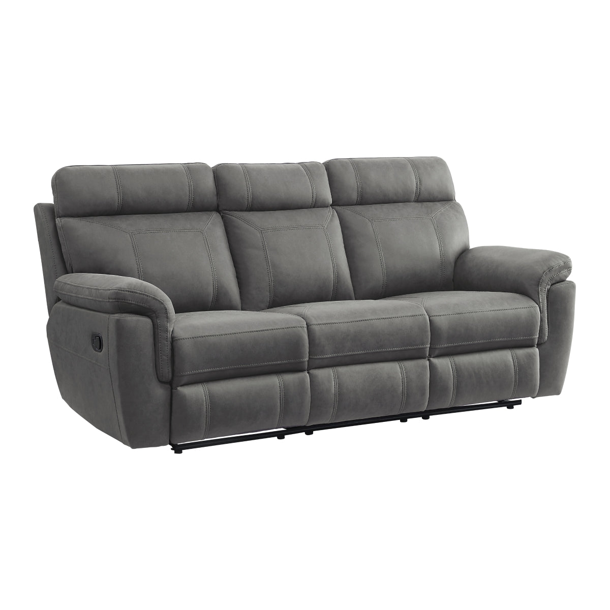 Clifton Double Reclining Sofa with Center Drop-Down Cup Holders - Pewter