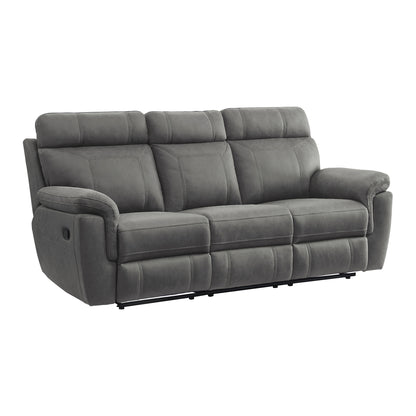 Clifton Double Reclining Sofa with Center Drop-Down Cup Holders - Pewter