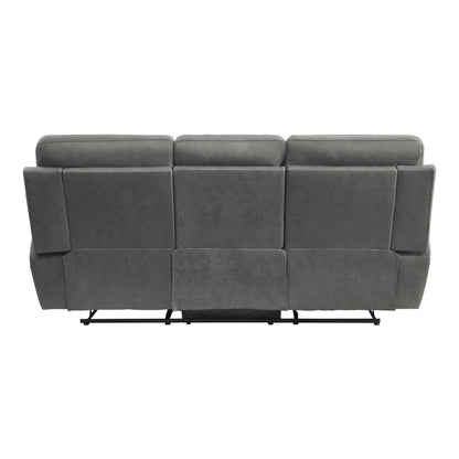 Clifton Double Reclining Sofa with Center Drop-Down Cup Holders - Pewter
