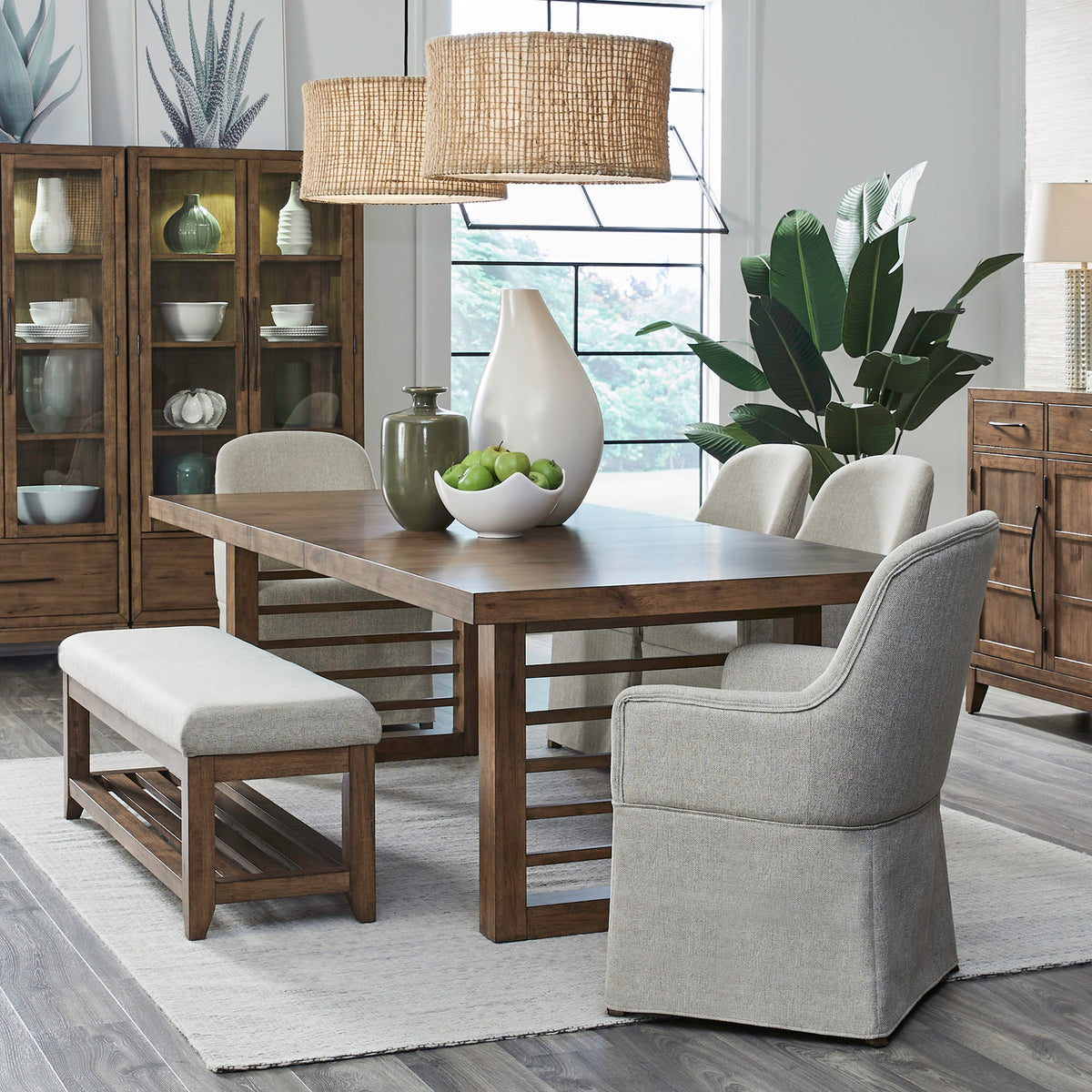 Shaker Lakes 6 Piece Double Pedestal Table Set
