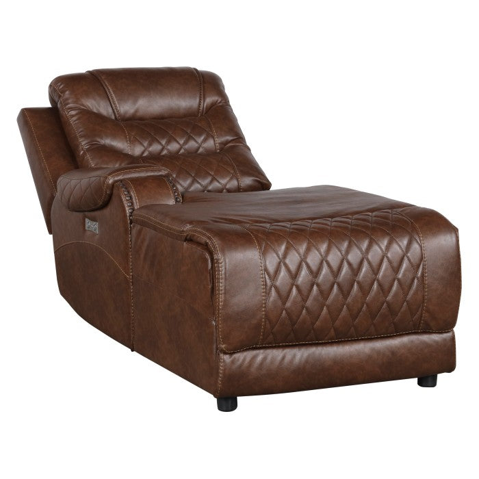 Putnam Power Left Side Reclining Chaise - Brown (open)