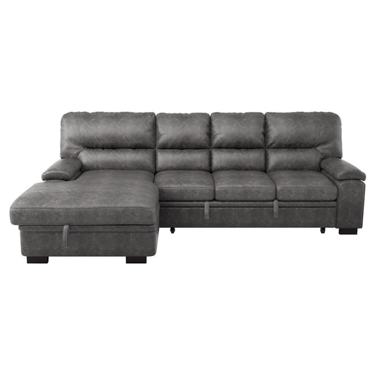 Michigan 2-Piece Sectional with Pull-out Bed and Left Chaise with Hidden Storage