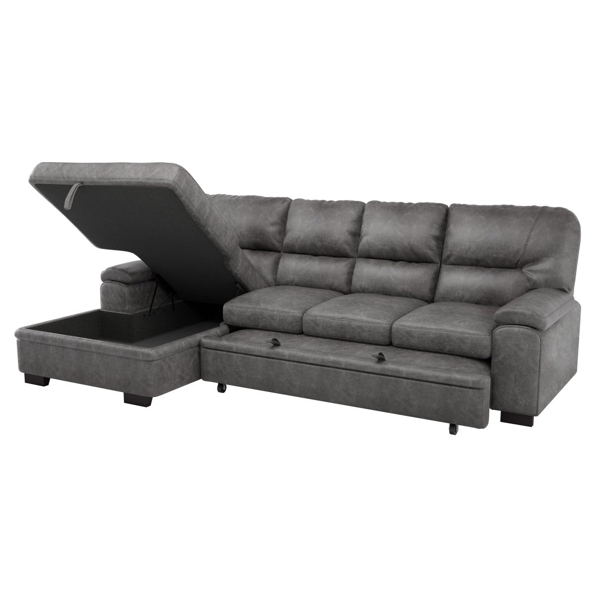 Michigan 2-Piece Sectional with Pull-out Bed and Left Chaise with Hidden Storage