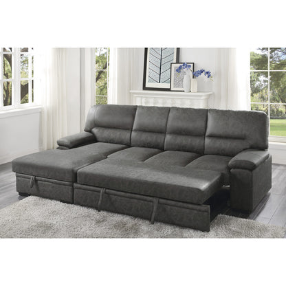 Michigan 2-Piece Sectional with Pull-out Bed and Left Chaise with Hidden Storage