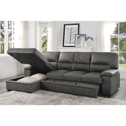 Michigan 2-Piece Sectional with Pull-out Bed and Left Chaise with Hidden Storage