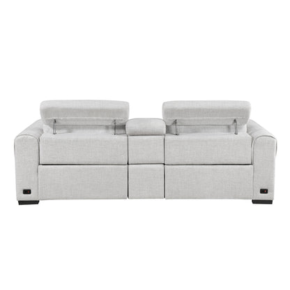 McPherson Power Double Reclining Love Seat with Center Console and Power Headrests, Charging Ports