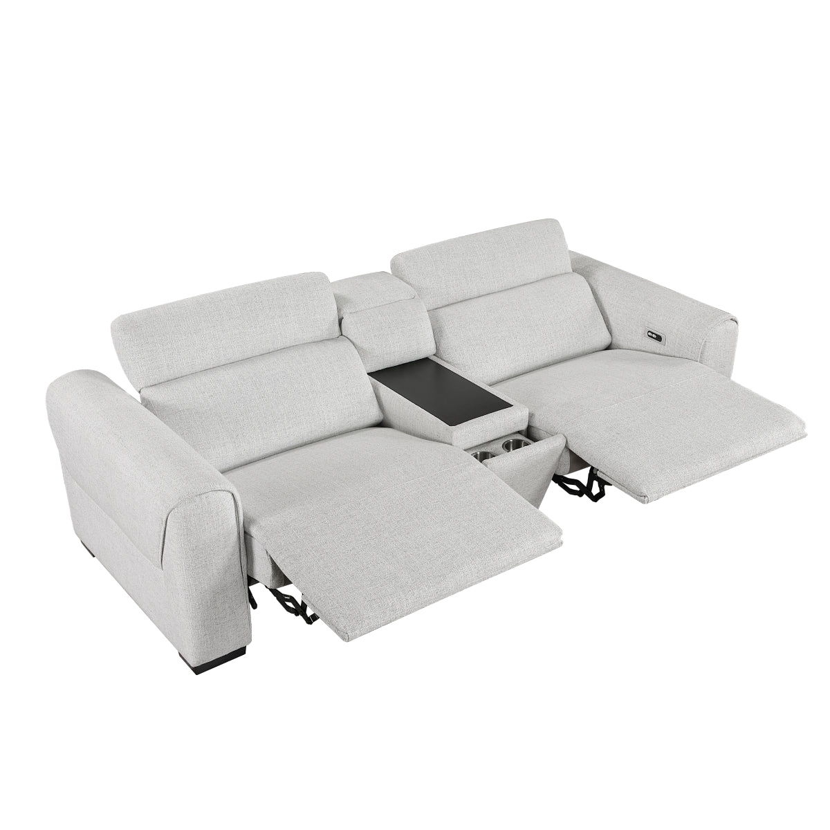 McPherson Power Double Reclining Love Seat with Center Console and Power Headrests, Charging Ports