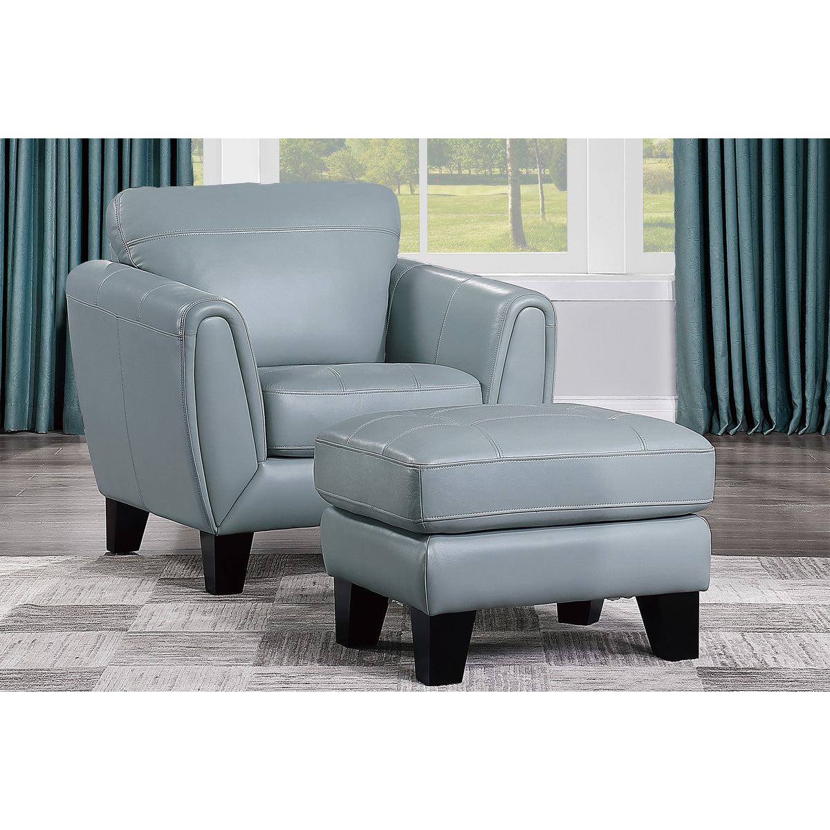 Spivey Ottoman - Aqua