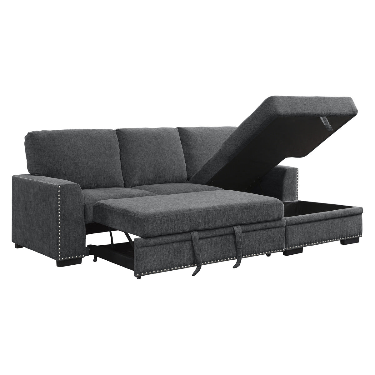 Morelia 2-Piece Sectional with Pull-out Bed and Right Chaise with Hidden Storage