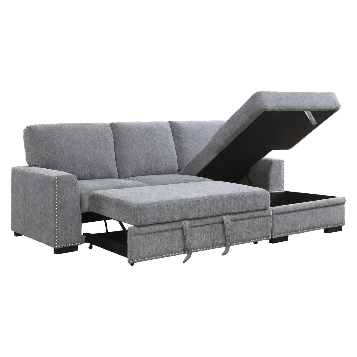 Morelia 2-Piece Sectional with Pull-out Bed and Right Chaise with Hidden Storage