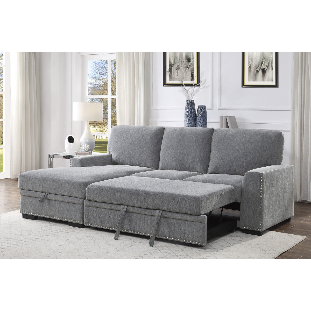 Morelia 2-Piece Sectional with Pull-out Bed and Left Chaise with Hidden Storage