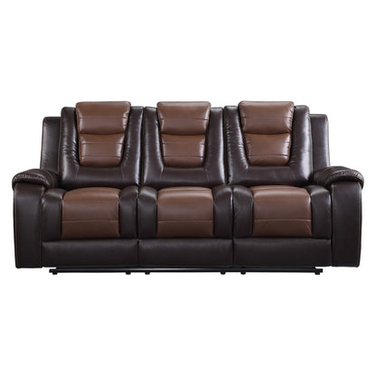 Briscoe Double Reclining Sofa with Center Drop-Down Cup Holders - 2-tone (light brown and dark brown)