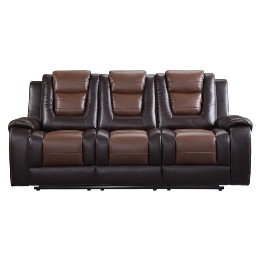 Briscoe Double Reclining Sofa with Center Drop-Down Cup Holders - 2-tone (light brown and dark brown)