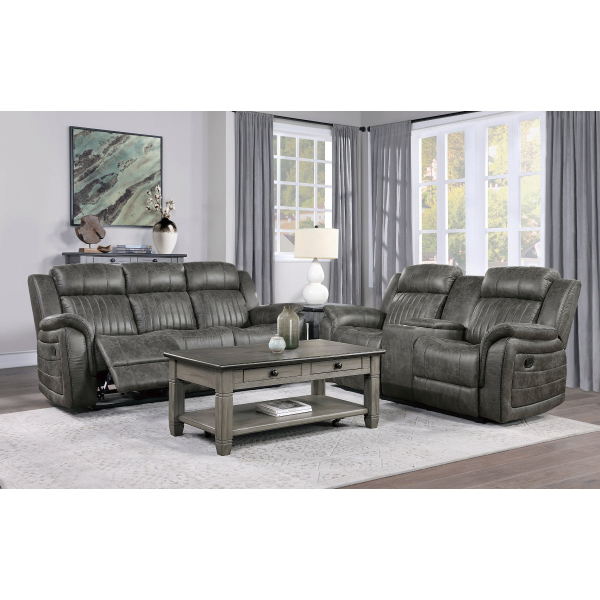 Centeroak Double Reclining Love Seat with Center Console