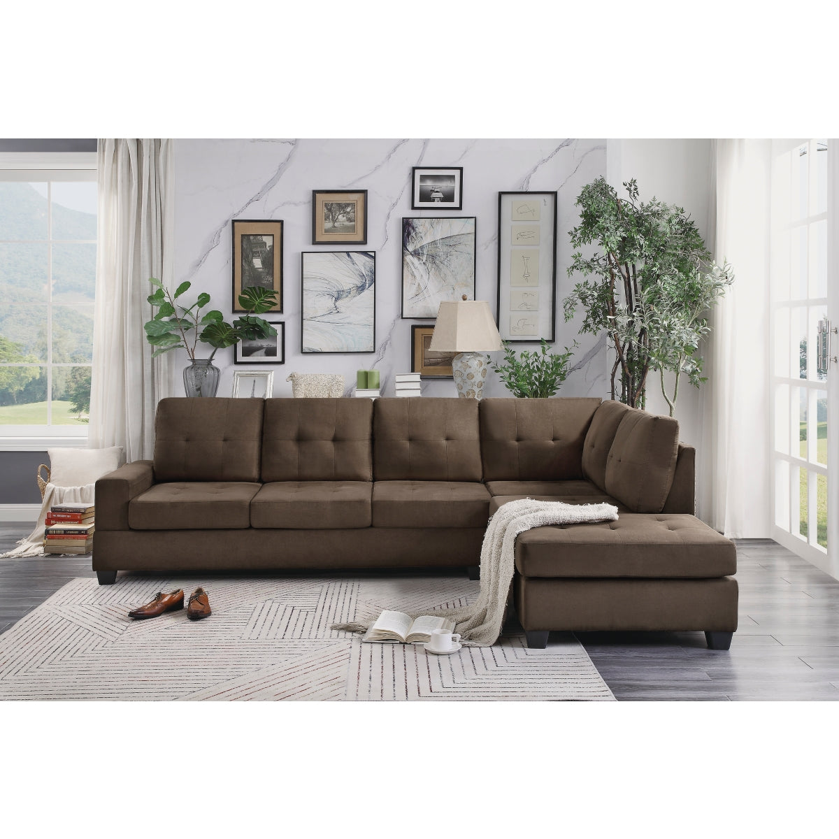 Maston 2-Piece Reversible Sectional with Drop-Down Cup Holders