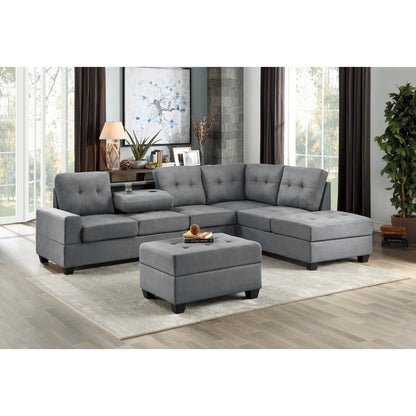Maston 2-Piece Reversible Sectional with Drop-Down Cup Holders