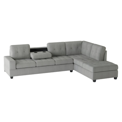 Maston 3-Piece Reversible Sectional with Drop-Down Cup Holders and Storage Ottoman