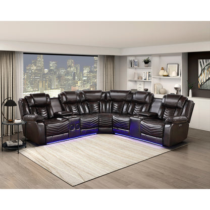 Ramone 3-Piece Power Reclining Sectional with Consoles, Speakers, Subwoofer and LED Lighting