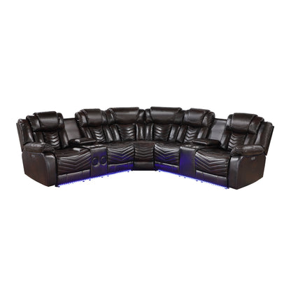 Ramone 3-Piece Power Reclining Sectional with Consoles, Speakers, Subwoofer and LED Lighting