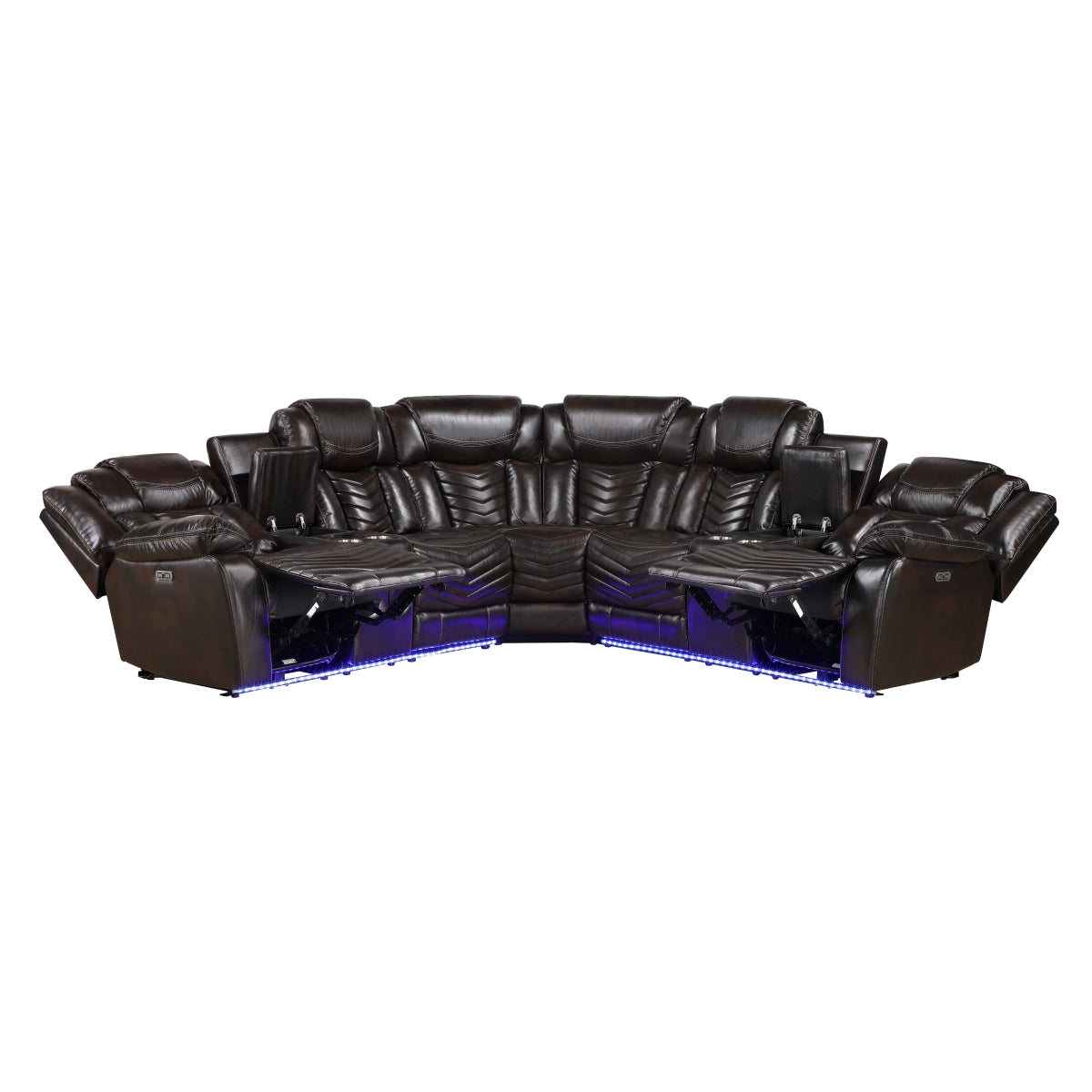 Ramone 3-Piece Power Reclining Sectional with Consoles, Speakers, Subwoofer and LED Lighting