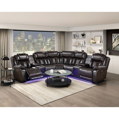 Ramone 3-Piece Power Reclining Sectional with Consoles, Speakers, Subwoofer and LED Lighting