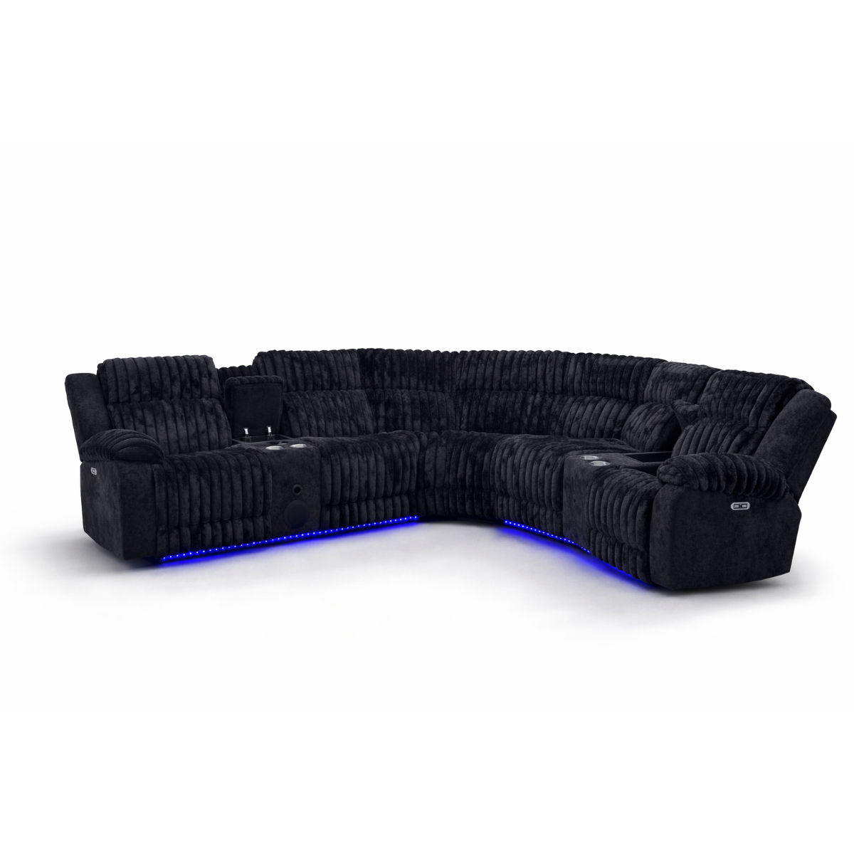 Ramone 3-Piece Power Reclining Sectional With Consoles, Speakers, Subwoofer And Led
