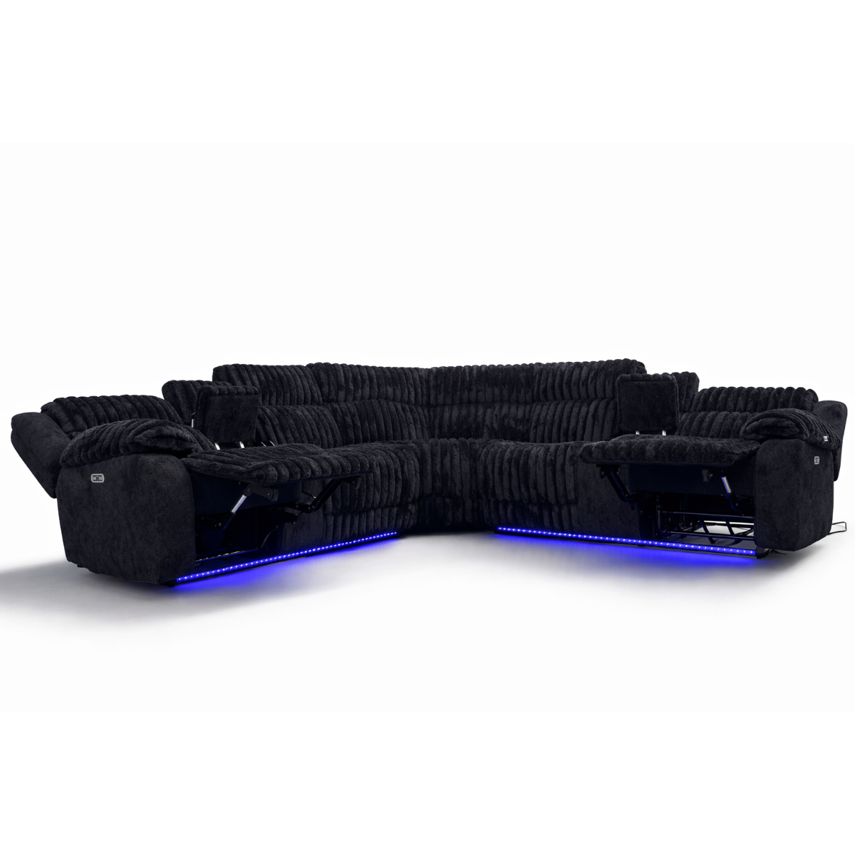 Ramone 3-Piece Power Reclining Sectional With Consoles, Speakers, Subwoofer And Led