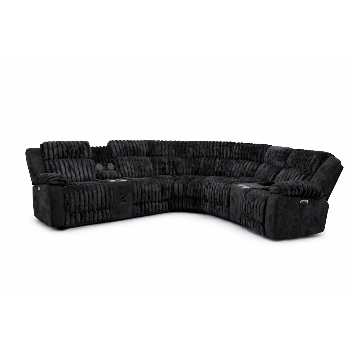 Ramone 3-Piece Power Reclining Sectional With Consoles, Speakers, Subwoofer And Led