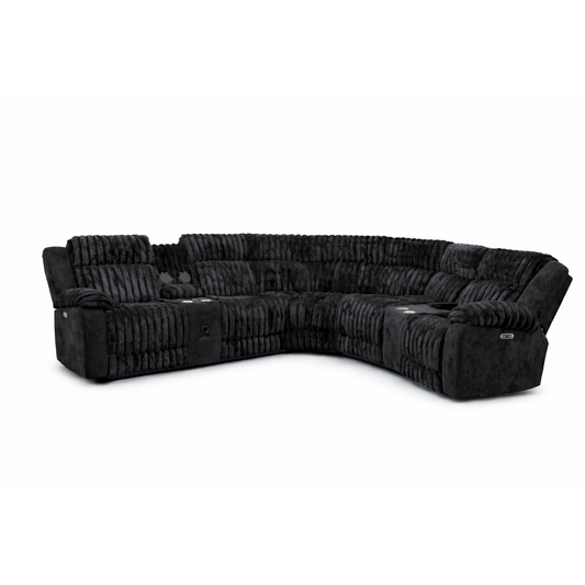 Ramone 3-Piece Power Reclining Sectional With Consoles, Speakers, Subwoofer And Led