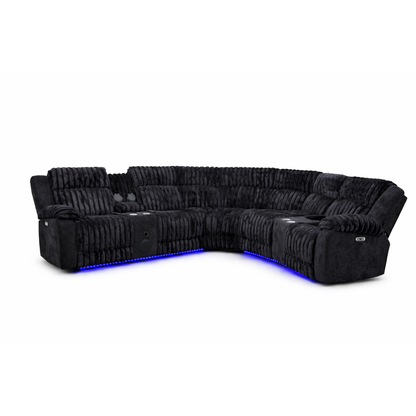 Ramone 3-Piece Power Reclining Sectional With Consoles, Speakers, Subwoofer And Led