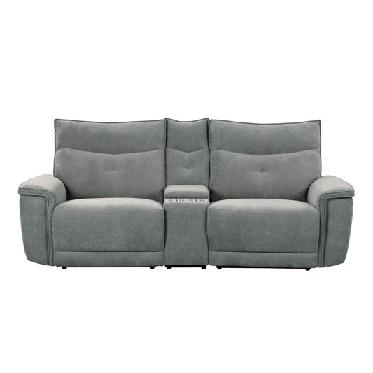 Tesoro Power Double Reclining Love Seat with Center Console, Power Headrests and USB Ports