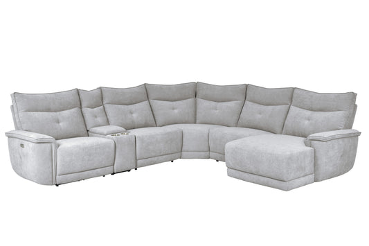 Tesoro 6-Piece Modular Power Reclining Sectional with Power Headrests, Right Chaise and USB Port
