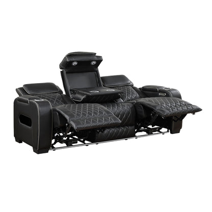 Fairway Power Double Reclining Sofa with Center Drop-Down Cup Holders, Power Headrests, Storage Arms(Top and Side), Cup holders and Reading Lights, Two Wireless Chargers, Charging Ports and LED Lighting
