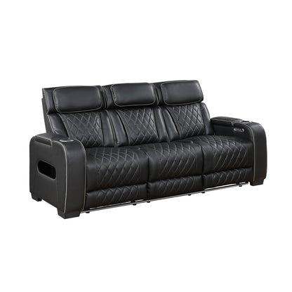 Fairway Power Double Reclining Sofa with Center Drop-Down Cup Holders, Power Headrests, Storage Arms(Top and Side), Cup holders and Reading Lights, Two Wireless Chargers, Charging Ports and LED Lighting