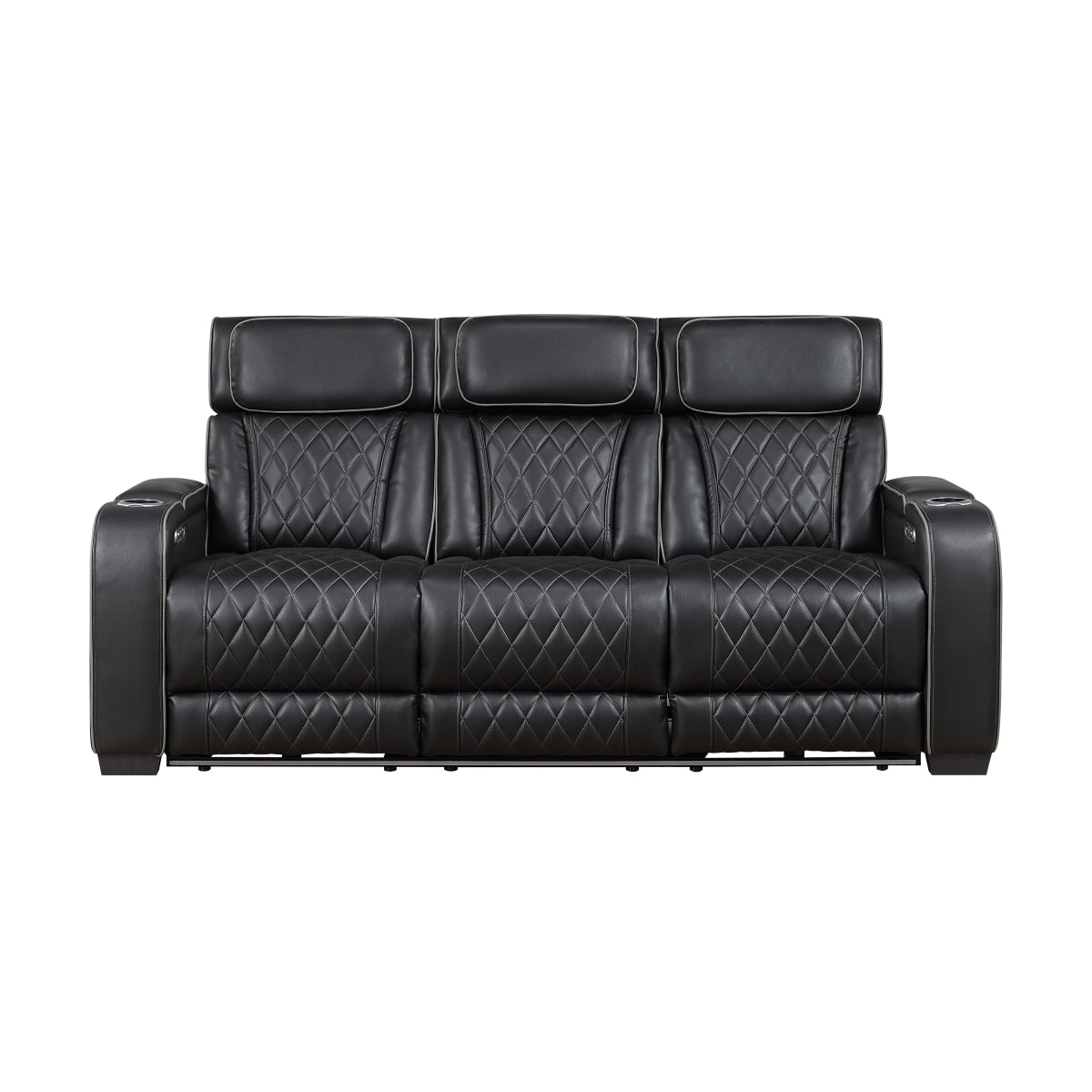 Fairway Power Double Reclining Sofa with Center Drop-Down Cup Holders, Power Headrests, Storage Arms(Top and Side), Cup holders and Reading Lights, Two Wireless Chargers, Charging Ports and LED Lighting