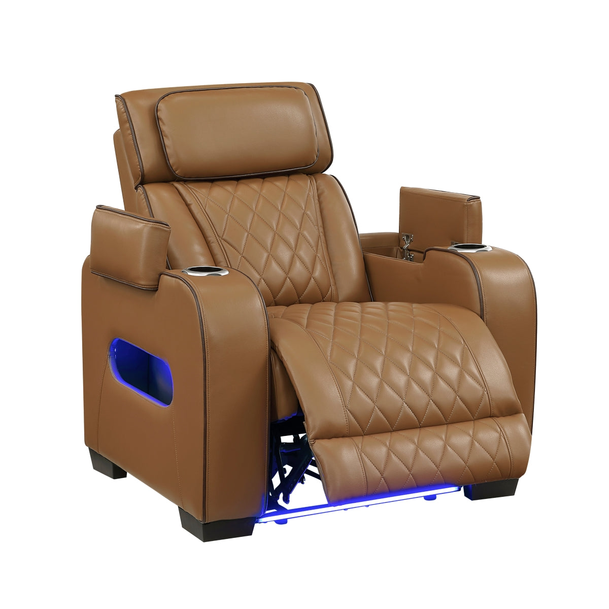 Fairway Power Reclining Chair with Power Headrest, Cup holders and Storage Arms(Top and Side), Charging Ports and LED lighting