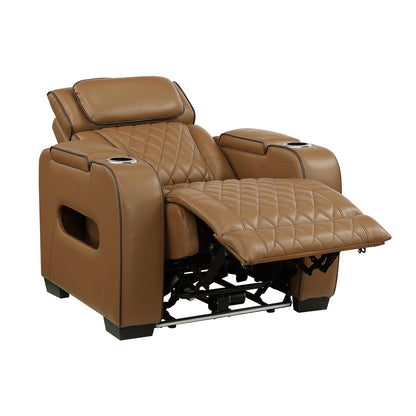 Fairway Power Reclining Chair with Power Headrest, Cup holders and Storage Arms(Top and Side), Charging Ports and LED lighting