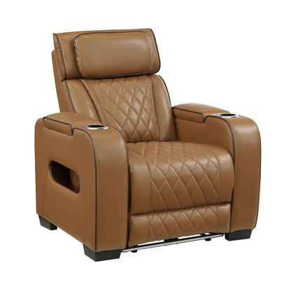Fairway Power Reclining Chair with Power Headrest, Cup holders and Storage Arms(Top and Side), Charging Ports and LED lighting