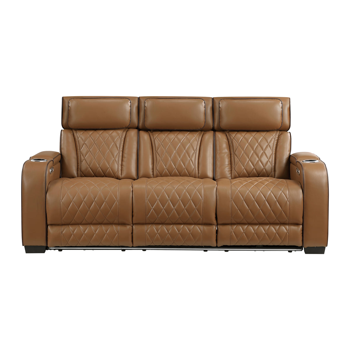 Fairway Power Double Reclining Sofa with Center Drop-Down Cup Holders, Power Headrests, Storage Arms(Top and Side), Cup holders and Reading Lights, Two Wireless Chargers, Charging Ports and LED Lighting